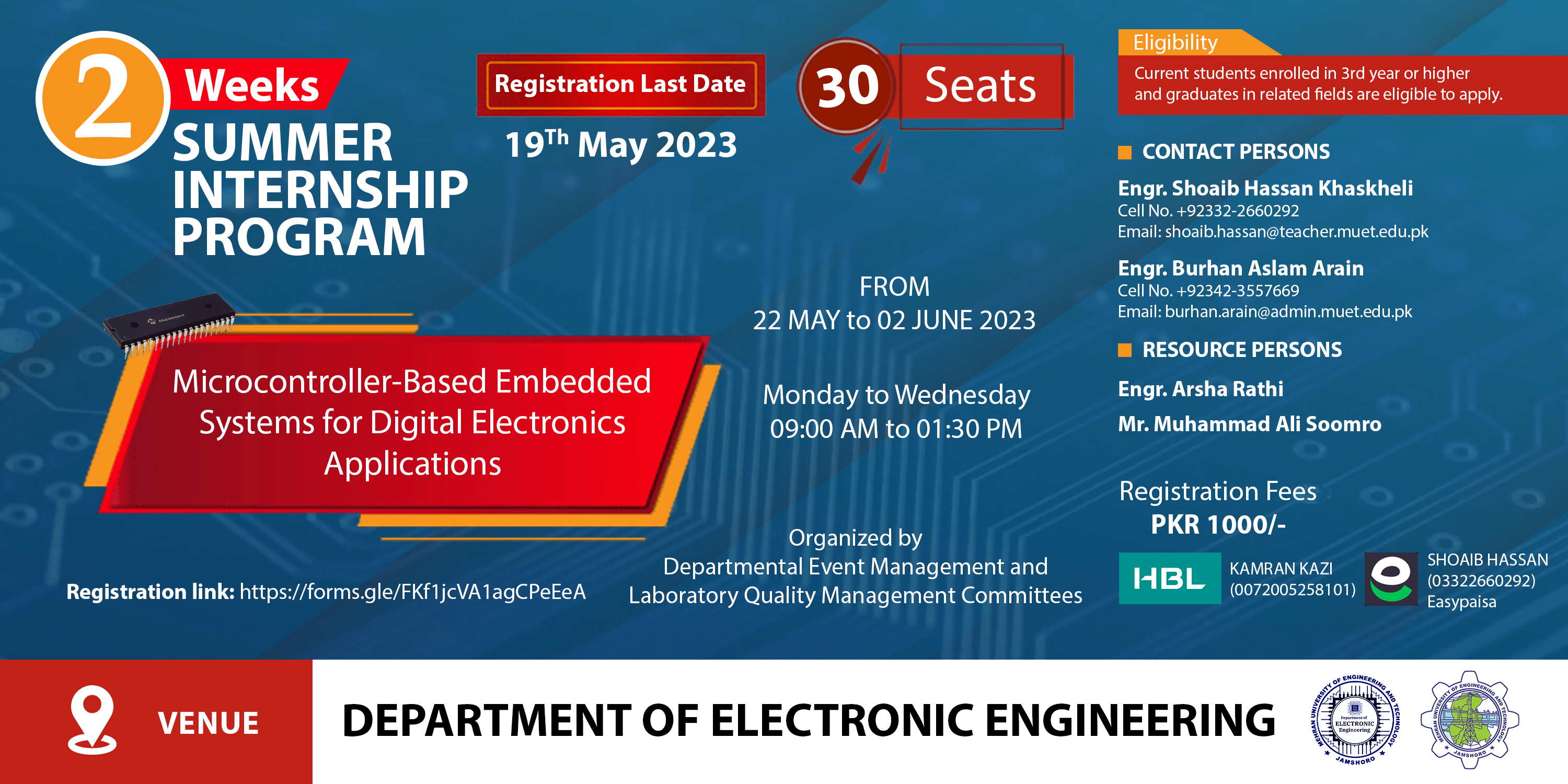 Summer Internship Program 2023 on Microcontroller-Based Embedded Systems for Digital Electronics Applications