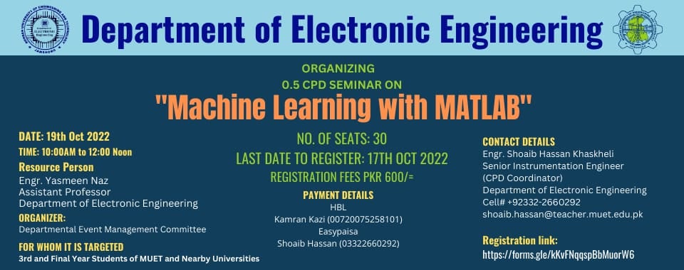 0.5 CPD Seminar on Machine Learning with Matlab